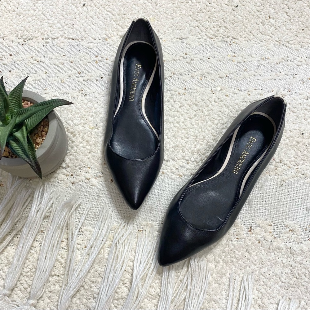 Enzo Angiolini black/white leather pointed flats